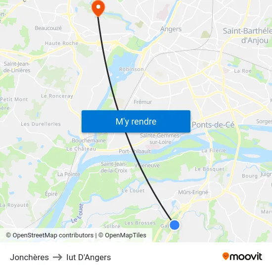 Jonchères to Iut D'Angers map