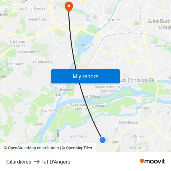 Gilardières to Iut D'Angers map
