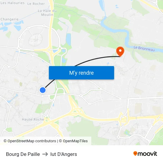 Bourg De Paille to Iut D'Angers map