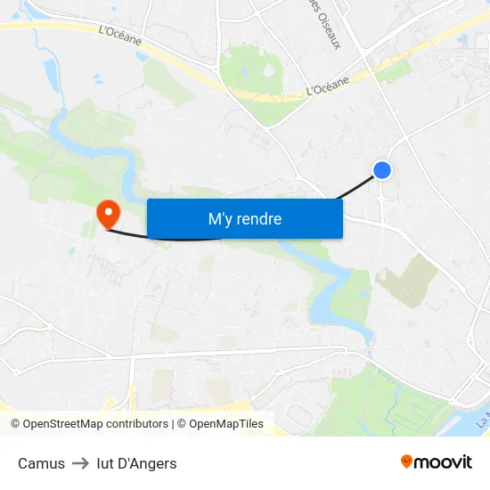 Camus to Iut D'Angers map