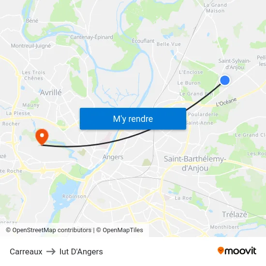 Carreaux to Iut D'Angers map