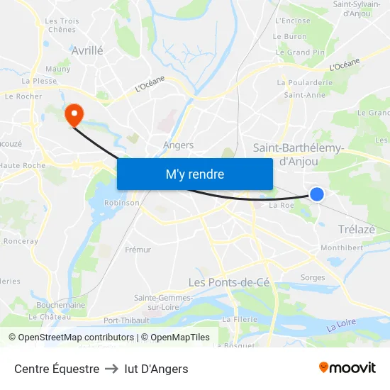 Centre Équestre to Iut D'Angers map