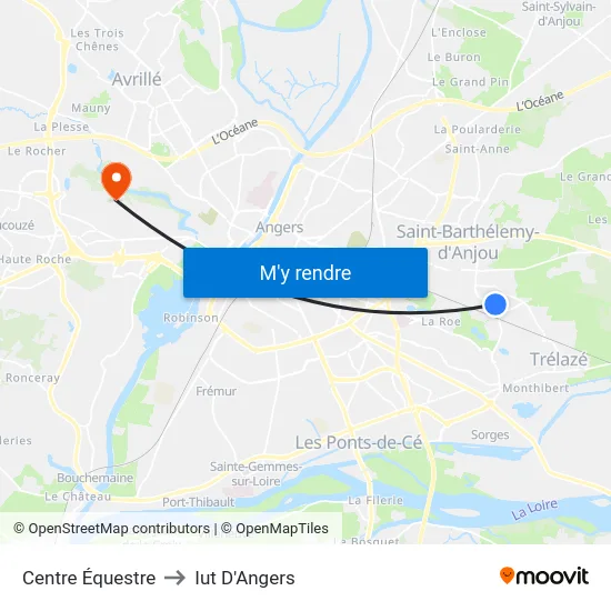 Centre Équestre to Iut D'Angers map