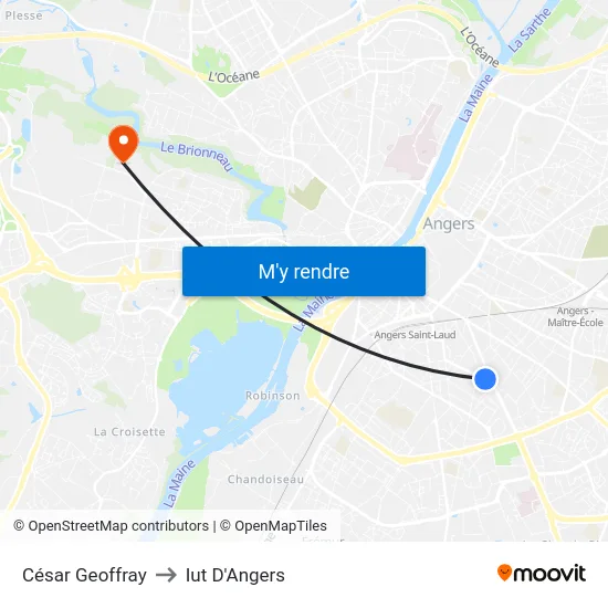 César Geoffray to Iut D'Angers map