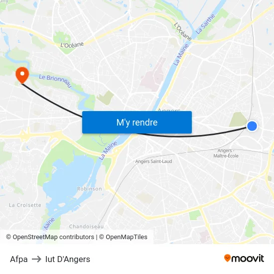 Afpa to Iut D'Angers map