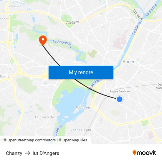 Chanzy to Iut D'Angers map