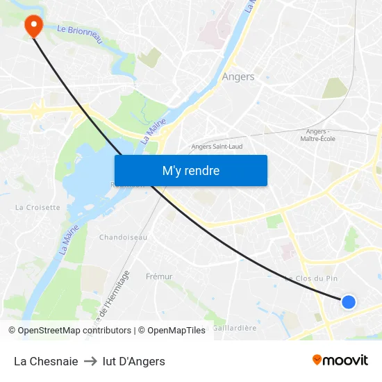 La Chesnaie to Iut D'Angers map