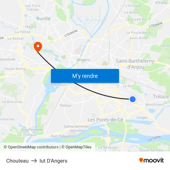 Chouteau to Iut D'Angers map