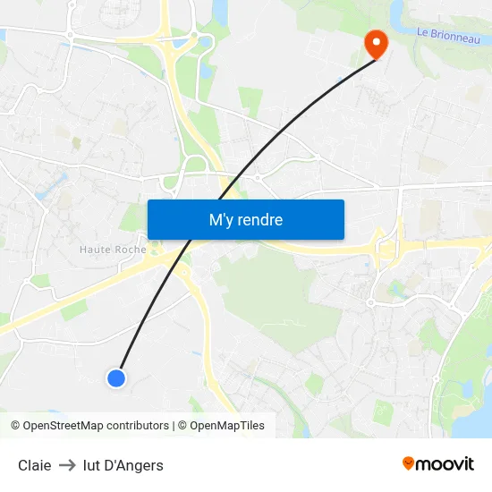 Claie to Iut D'Angers map