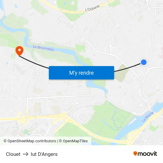 Clouet to Iut D'Angers map