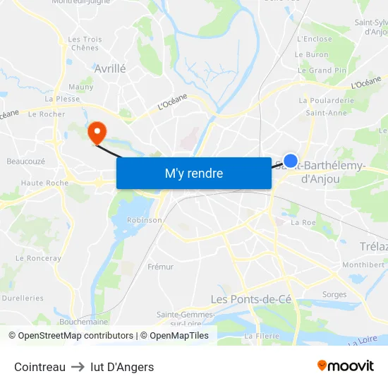 Cointreau to Iut D'Angers map