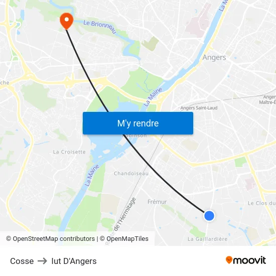 Cosse to Iut D'Angers map