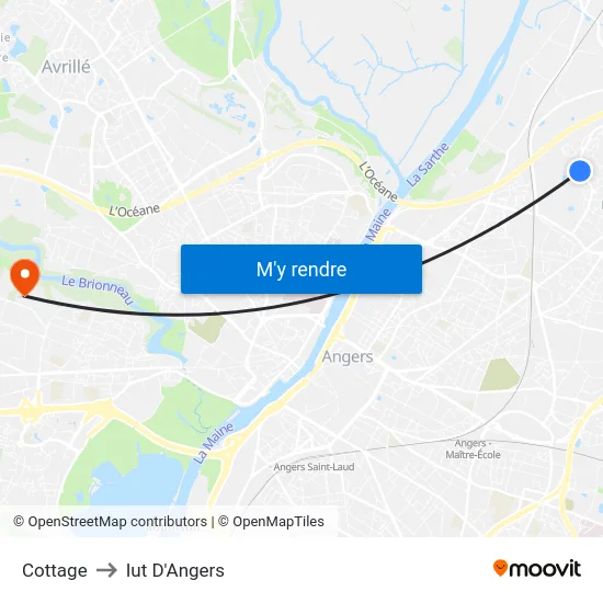 Cottage to Iut D'Angers map