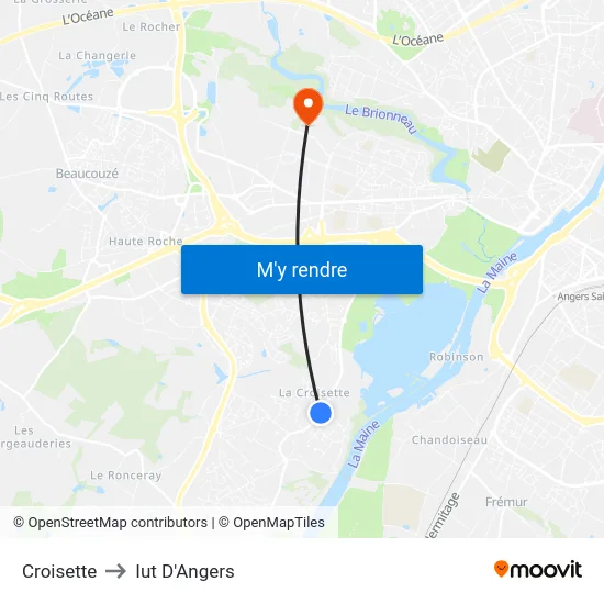 Croisette to Iut D'Angers map