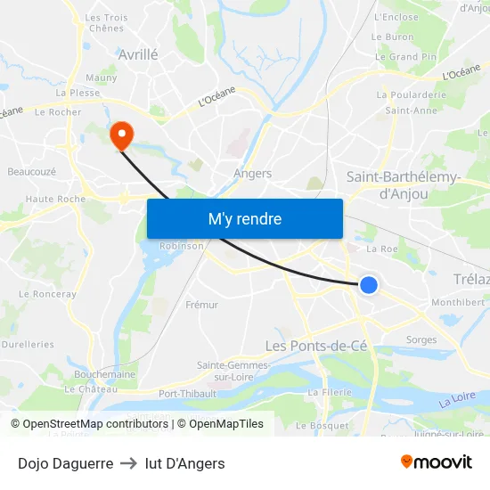 Dojo Daguerre to Iut D'Angers map