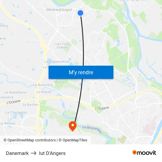 Danemark to Iut D'Angers map