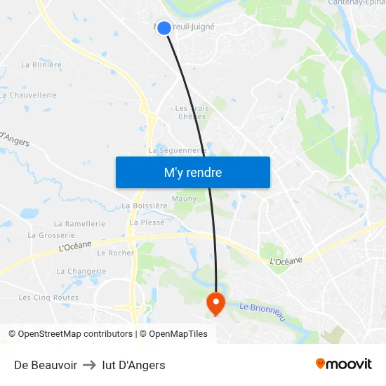 De Beauvoir to Iut D'Angers map