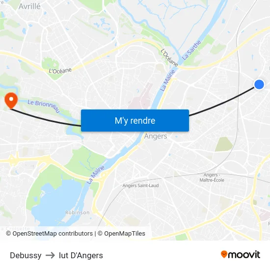 Debussy to Iut D'Angers map