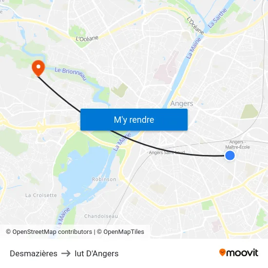 Desmazières to Iut D'Angers map