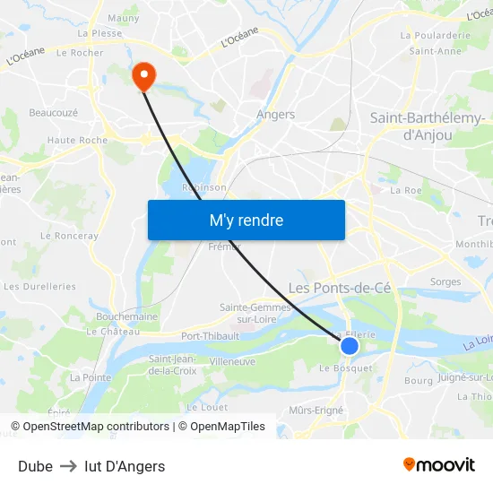 Dube to Iut D'Angers map