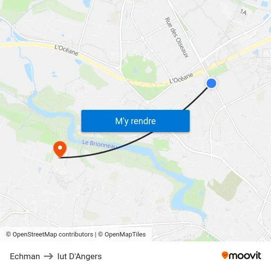 Echman to Iut D'Angers map