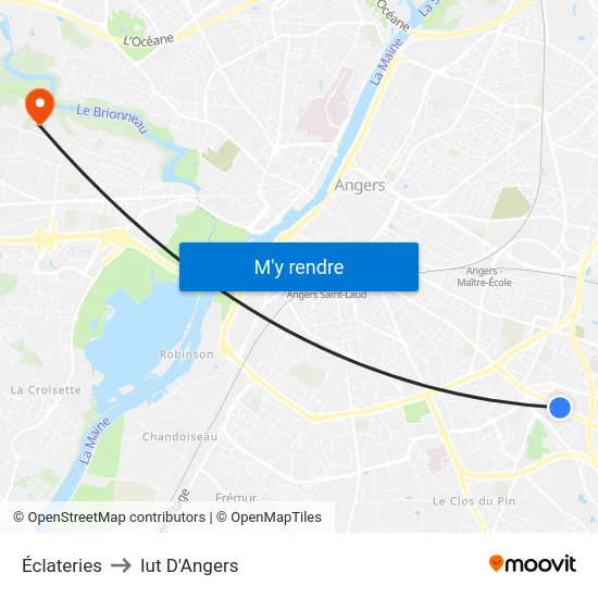 Éclateries to Iut D'Angers map