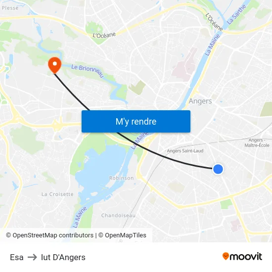 Esa to Iut D'Angers map