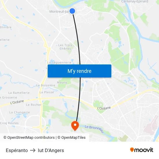 Espéranto to Iut D'Angers map