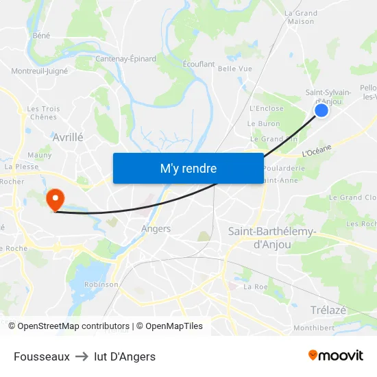 Fousseaux to Iut D'Angers map