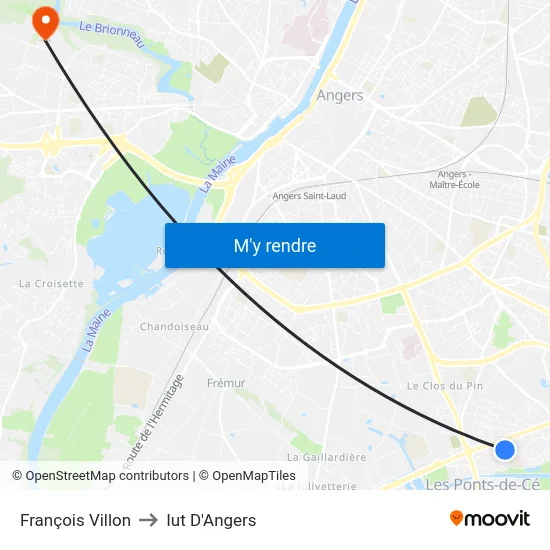 François Villon to Iut D'Angers map