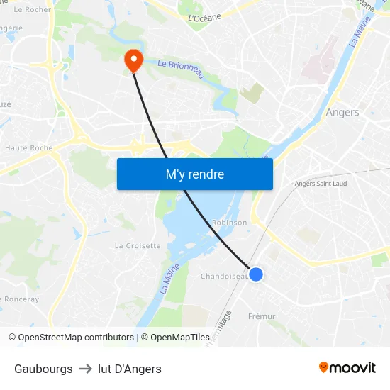 Gaubourgs to Iut D'Angers map