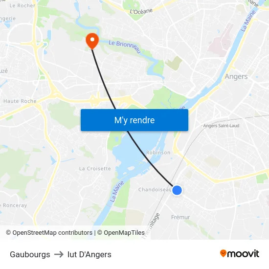 Gaubourgs to Iut D'Angers map