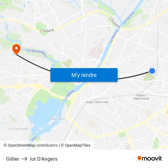 Gillier to Iut D'Angers map