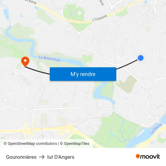 Gouronnières to Iut D'Angers map