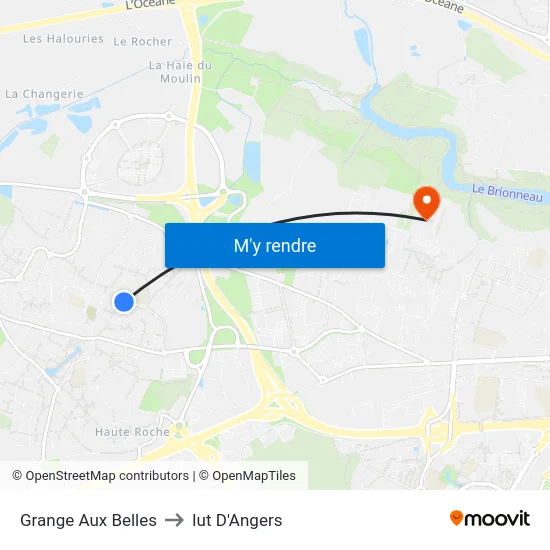 Grange Aux Belles to Iut D'Angers map