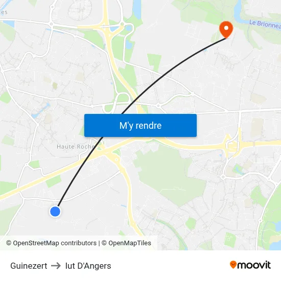 Guinezert to Iut D'Angers map