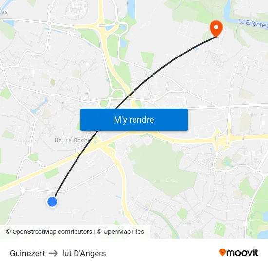 Guinezert to Iut D'Angers map
