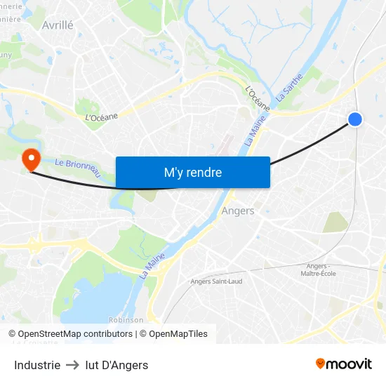 Industrie to Iut D'Angers map