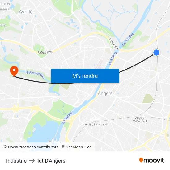 Industrie to Iut D'Angers map