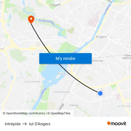 Intrépide to Iut D'Angers map
