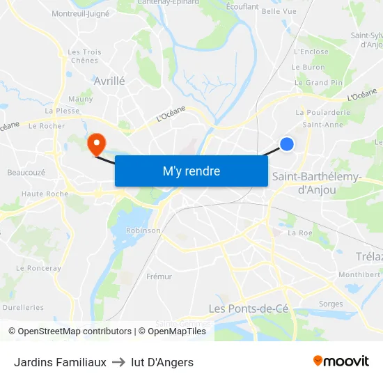Jardins Familiaux to Iut D'Angers map