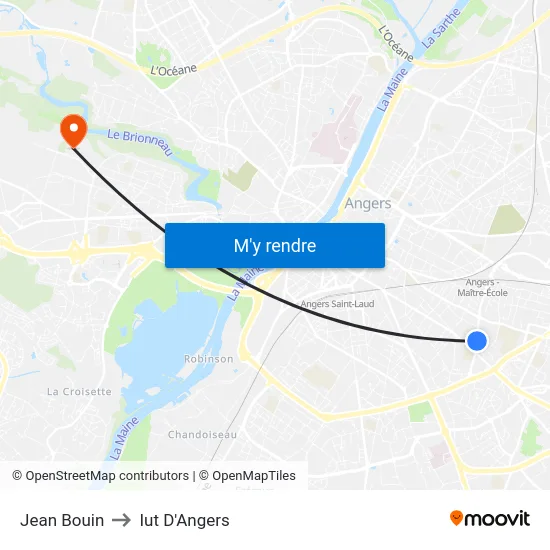 Jean Bouin to Iut D'Angers map