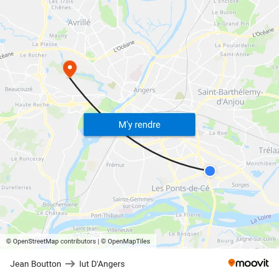 Jean Boutton to Iut D'Angers map