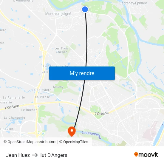 Jean Huez to Iut D'Angers map