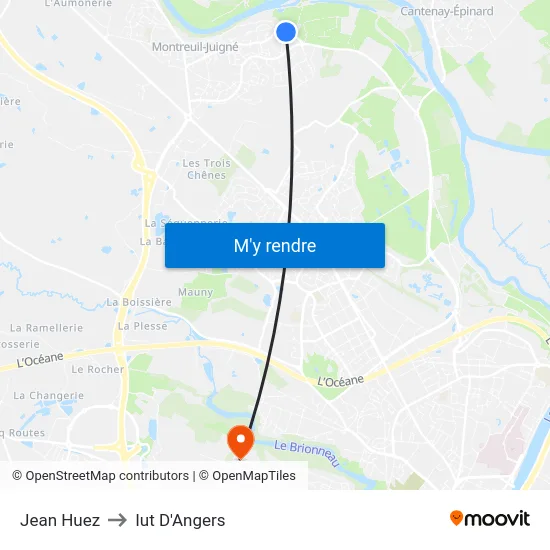 Jean Huez to Iut D'Angers map