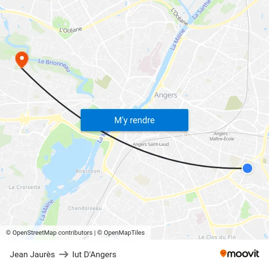 Jean Jaurès to Iut D'Angers map