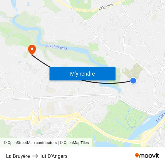 La Bruyère to Iut D'Angers map
