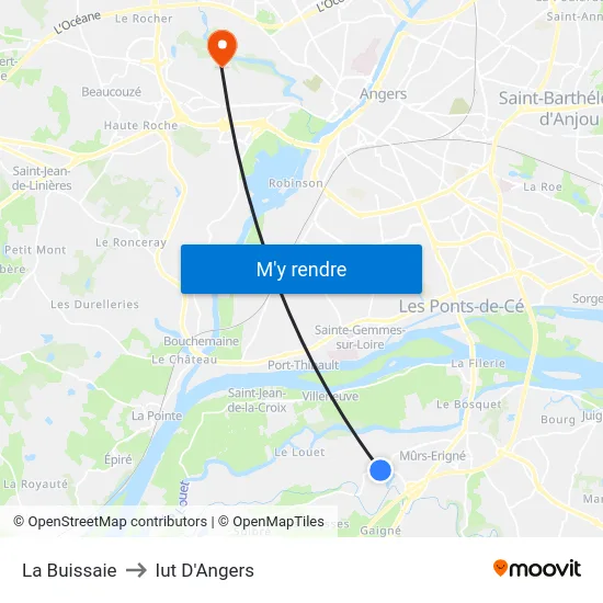 La Buissaie to Iut D'Angers map