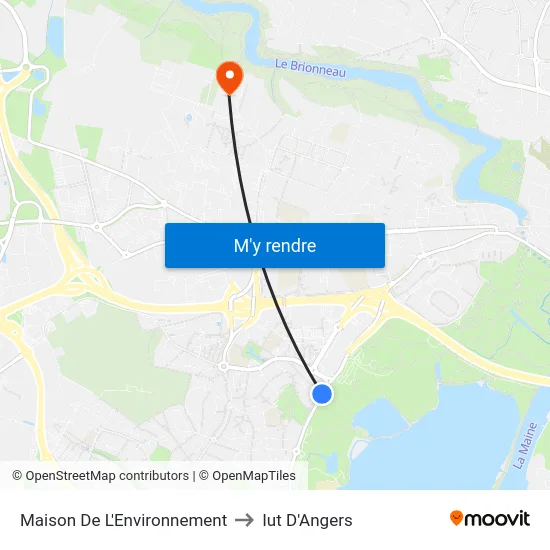Maison De L'Environnement to Iut D'Angers map