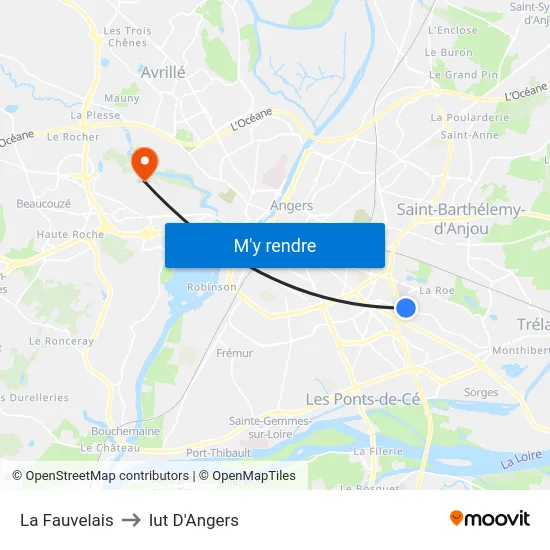 La Fauvelais to Iut D'Angers map
